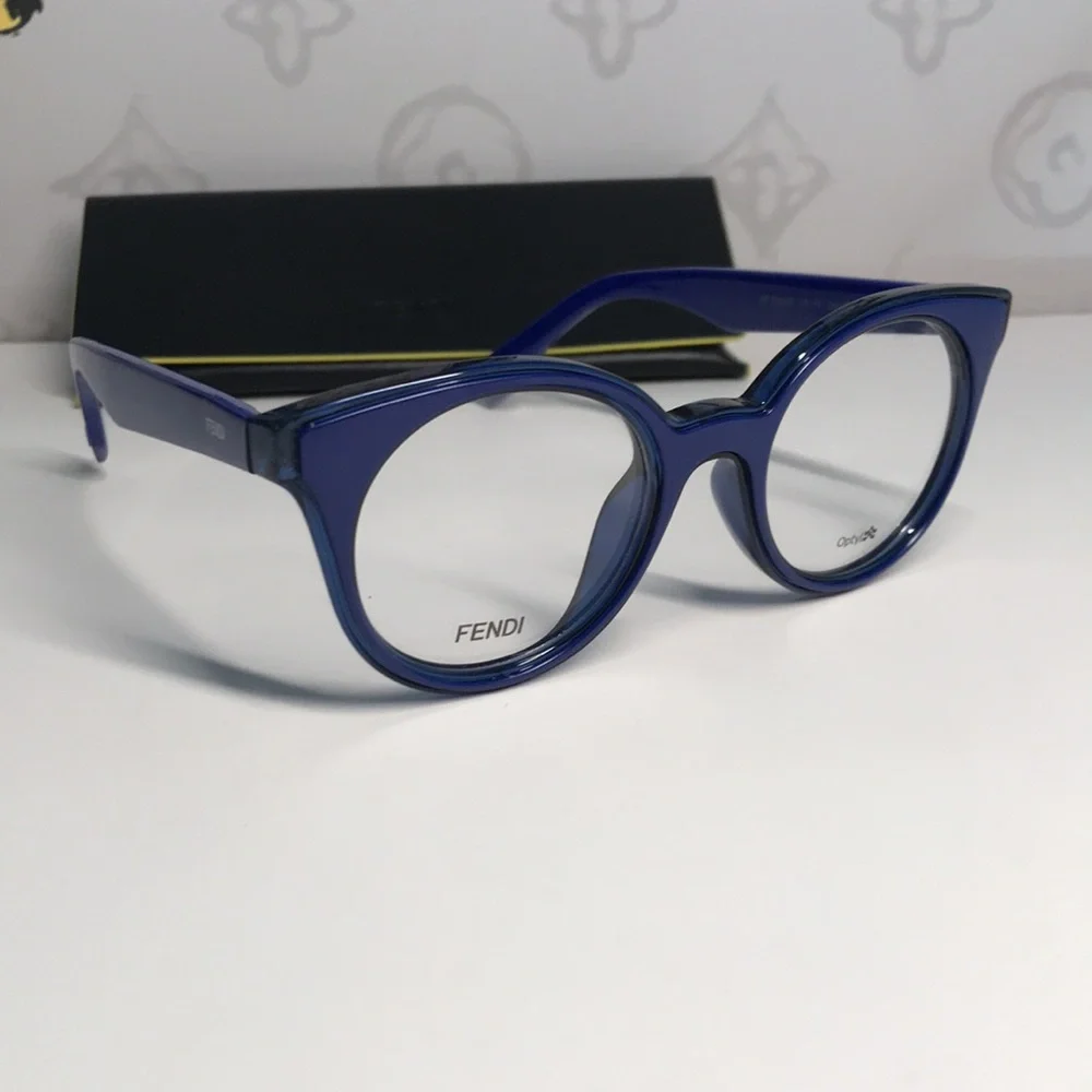 New Authentic Fendi FF0198/F PJP Blue Round Eyeglasses